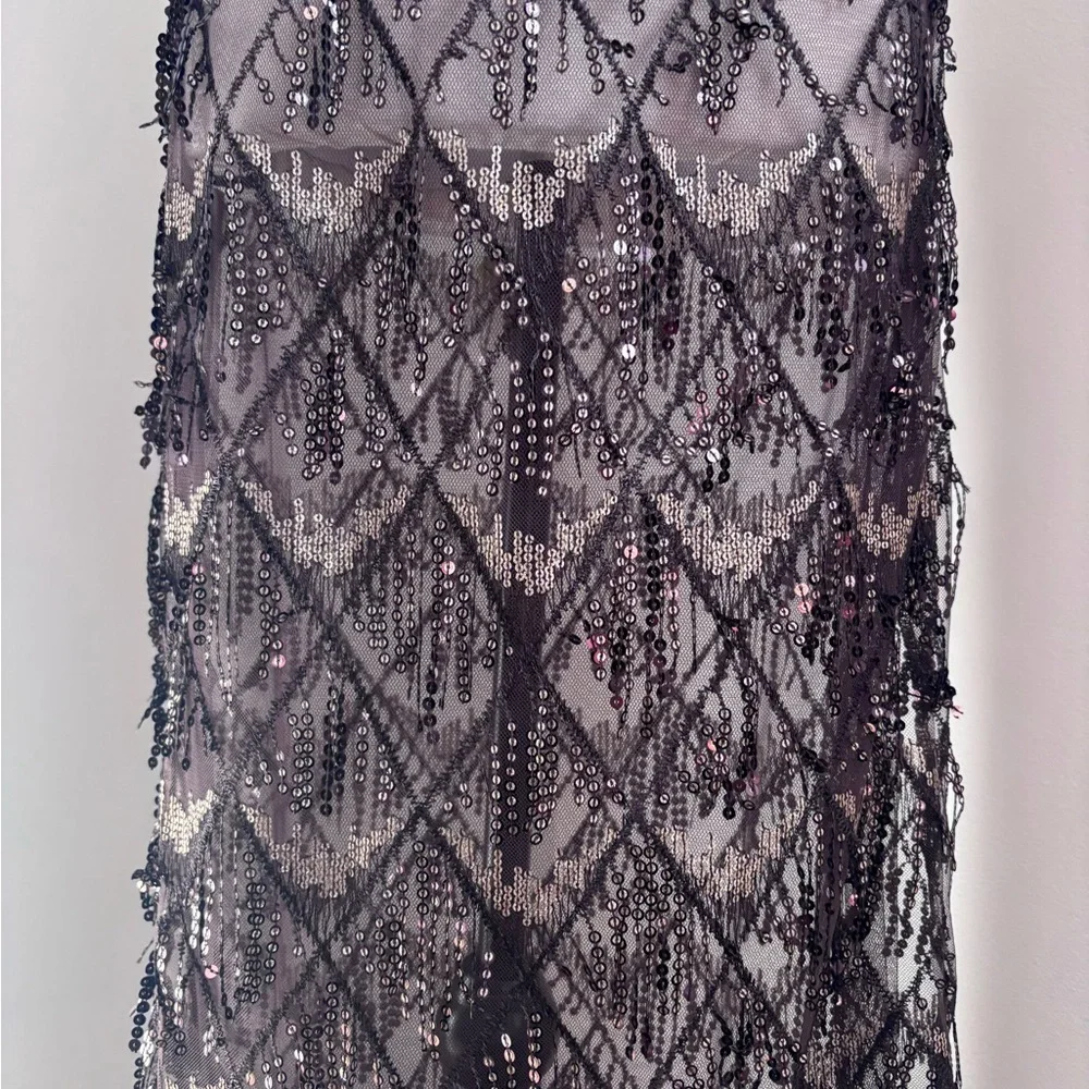 NWT Simons Chocolate Brown Sequin Lace Sequin Sparkly tulle Midi Skirt Size S - Picture 10 of 15
